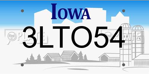 3LTO54 Iowa License Plate