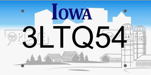3LTQ54 Iowa License Plate