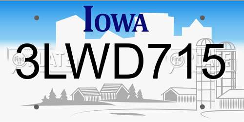 3LWD715 Iowa License Plate