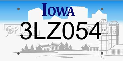 3LZ054 Iowa License Plate