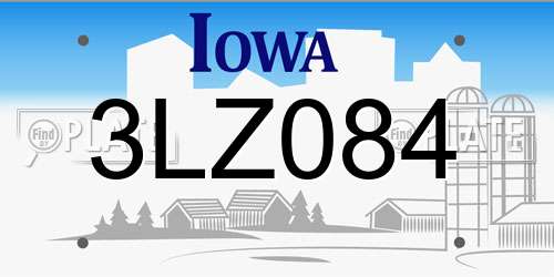 3LZ084 Iowa License Plate