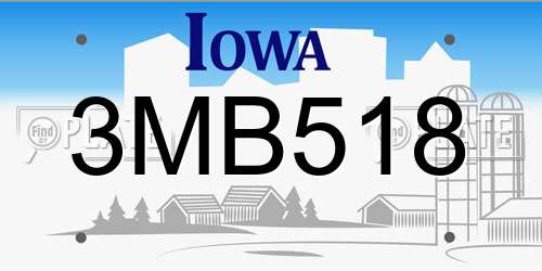 3MB518 Iowa License Plate