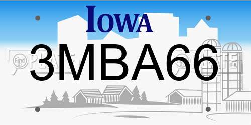 3MBA66 Iowa License Plate