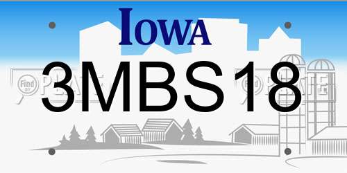 3MBS18 Iowa License Plate