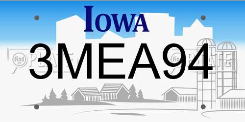 3MEA94 Iowa License Plate