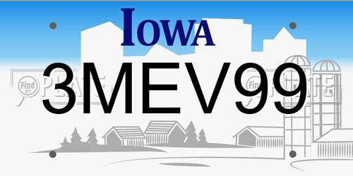 3MEV99 Iowa License Plate