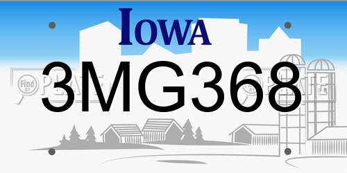 3MG368 Iowa License Plate