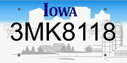 3MK8118 Iowa License Plate
