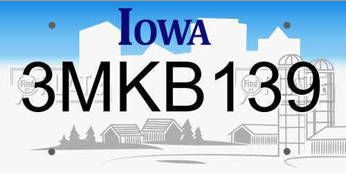 3MKB139 Iowa License Plate