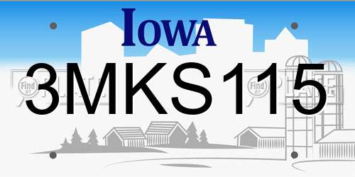 3MKS115 Iowa License Plate