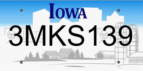 3MKS139 Iowa License Plate