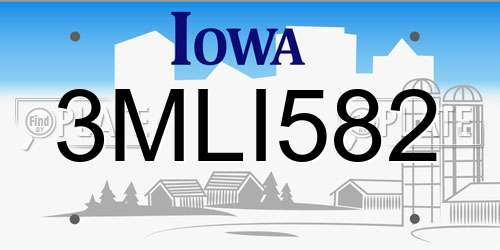3MLI582 Iowa License Plate
