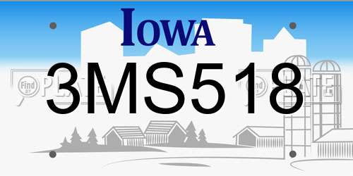 3MS518 Iowa License Plate