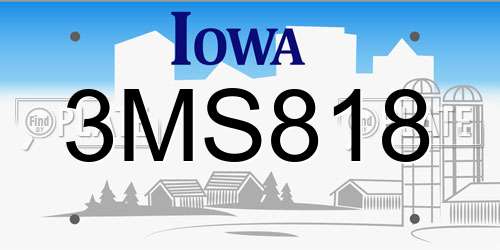 3MS818 Iowa License Plate