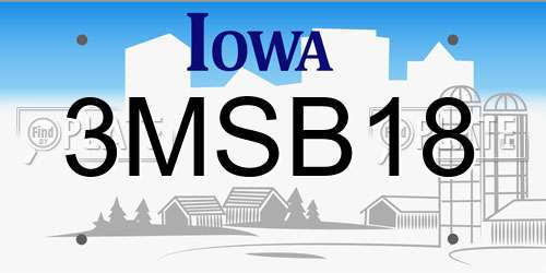 3MSB18 Iowa License Plate