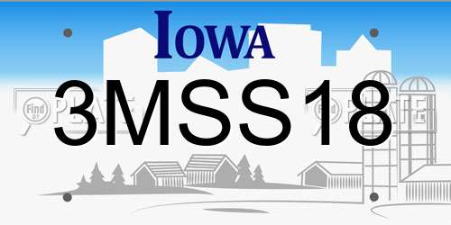 3MSS18 Iowa License Plate