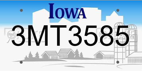 3MT3585 Iowa License Plate