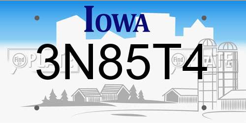 3N85T4 Iowa License Plate