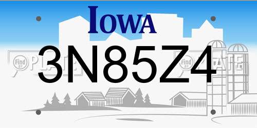 3N85Z4 Iowa License Plate