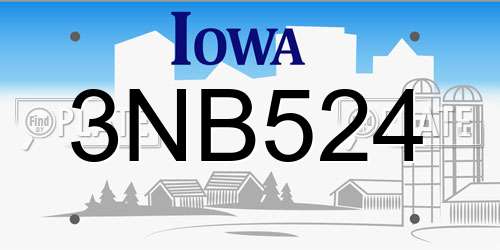 3NB524 Iowa License Plate