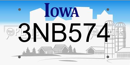 3NB574 Iowa License Plate