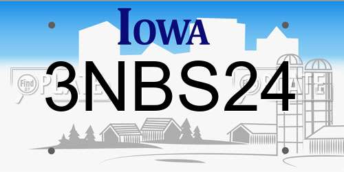 3NBS24 Iowa License Plate