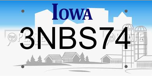 3NBS74 Iowa License Plate