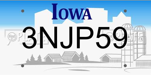 3NJP59 Iowa License Plate