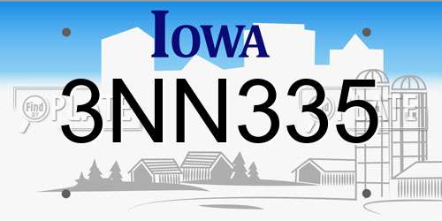 3NN335 Iowa License Plate