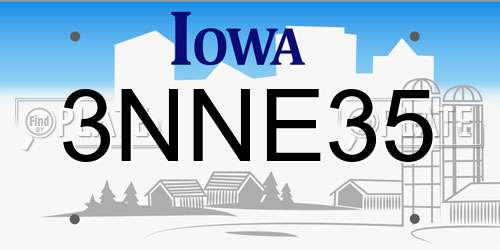 3NNE35 Iowa License Plate