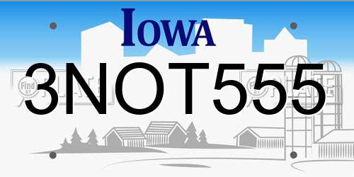 3NOT555 Iowa License Plate