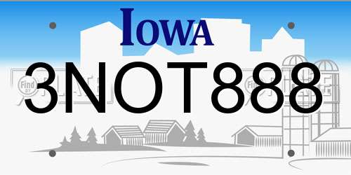 3NOT888 Iowa License Plate