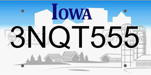 3NQT555 Iowa License Plate