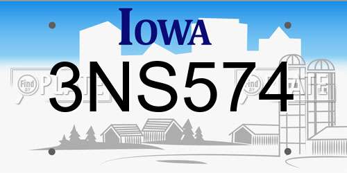 3NS574 Iowa License Plate