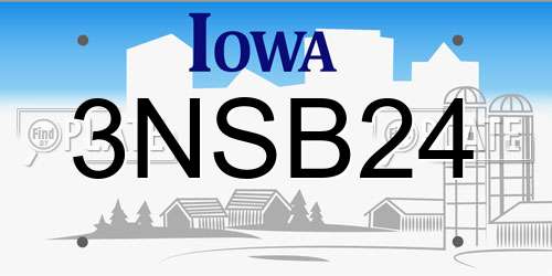 3NSB24 Iowa License Plate