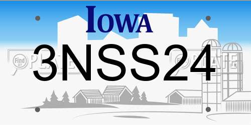 3NSS24 Iowa License Plate