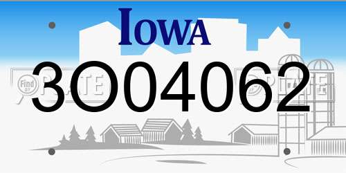 3O04062 Iowa License Plate