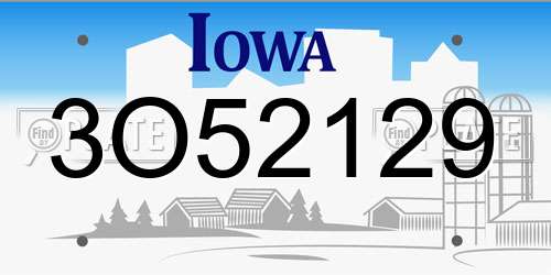 3O52129 Iowa License Plate