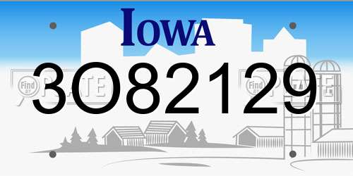3O82129 Iowa License Plate