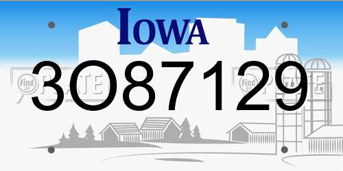 3O87129 Iowa License Plate