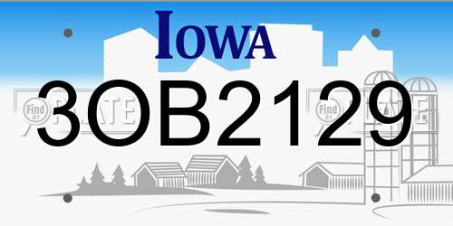 3OB2129 Iowa License Plate