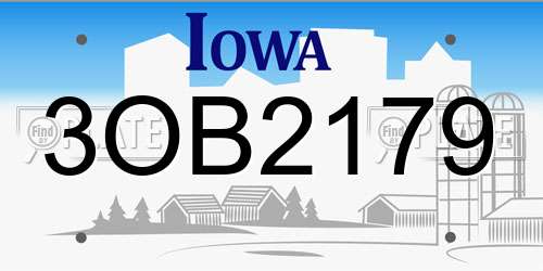 3OB2179 Iowa License Plate