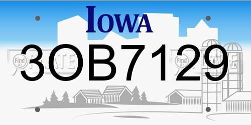 3OB7129 Iowa License Plate