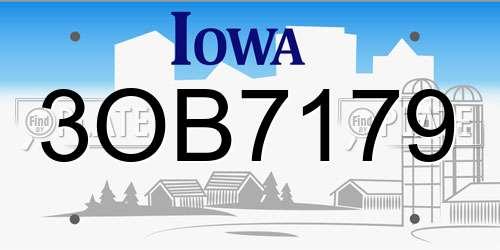 3OB7179 Iowa License Plate