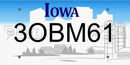 3OBM61 Iowa License Plate