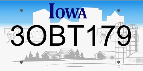 3OBT179 Iowa License Plate