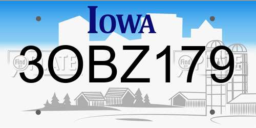 3OBZ179 Iowa License Plate