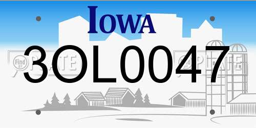 3OL0047 Iowa License Plate