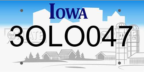 3OLO047 Iowa License Plate