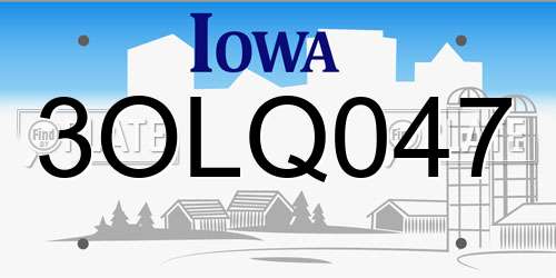 3OLQ047 Iowa License Plate